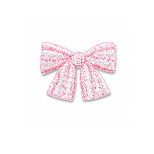Pink Striped Bow Mini Stick On Patch