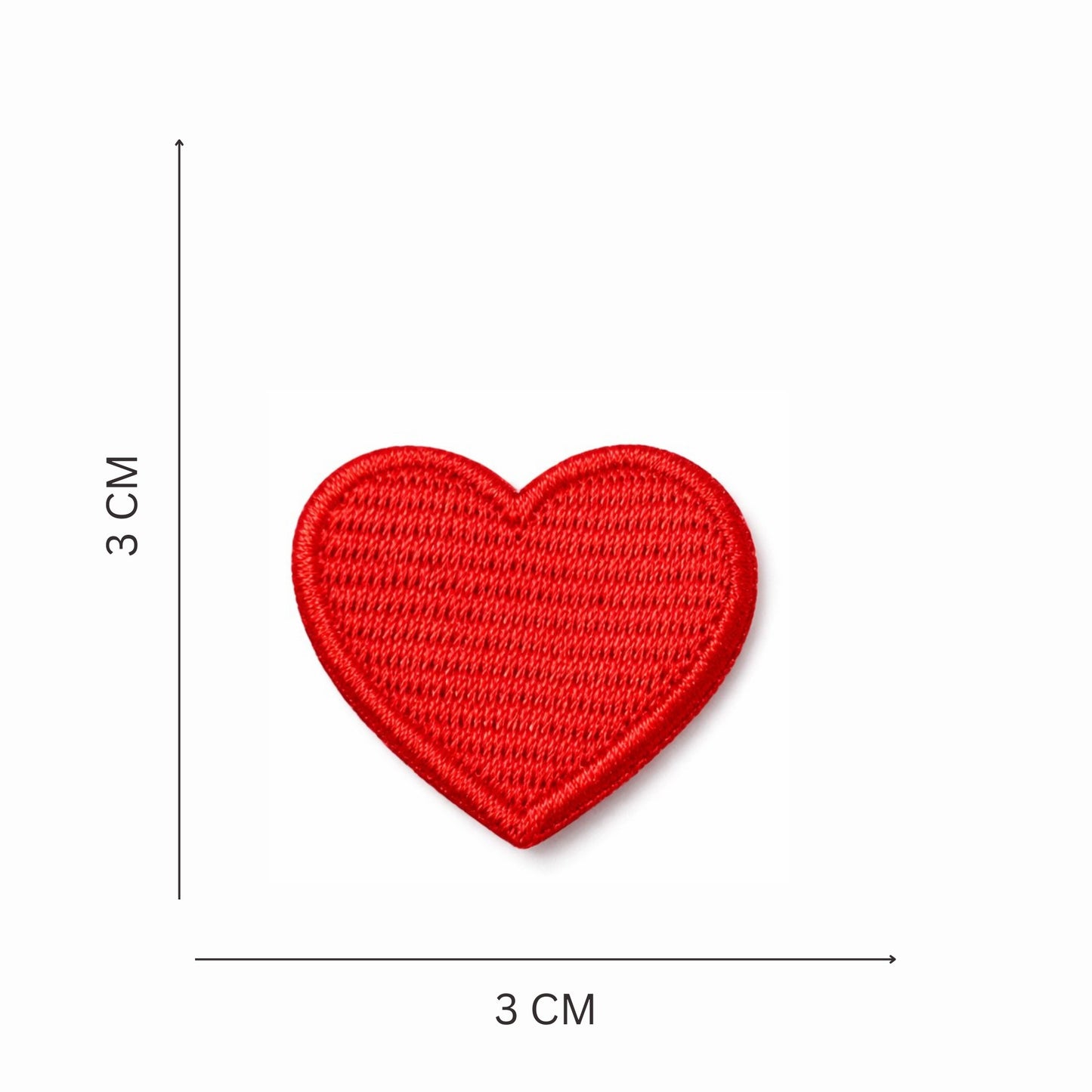 Premium Red Heart Embroidered Iron On Patch Set in Three Sizes