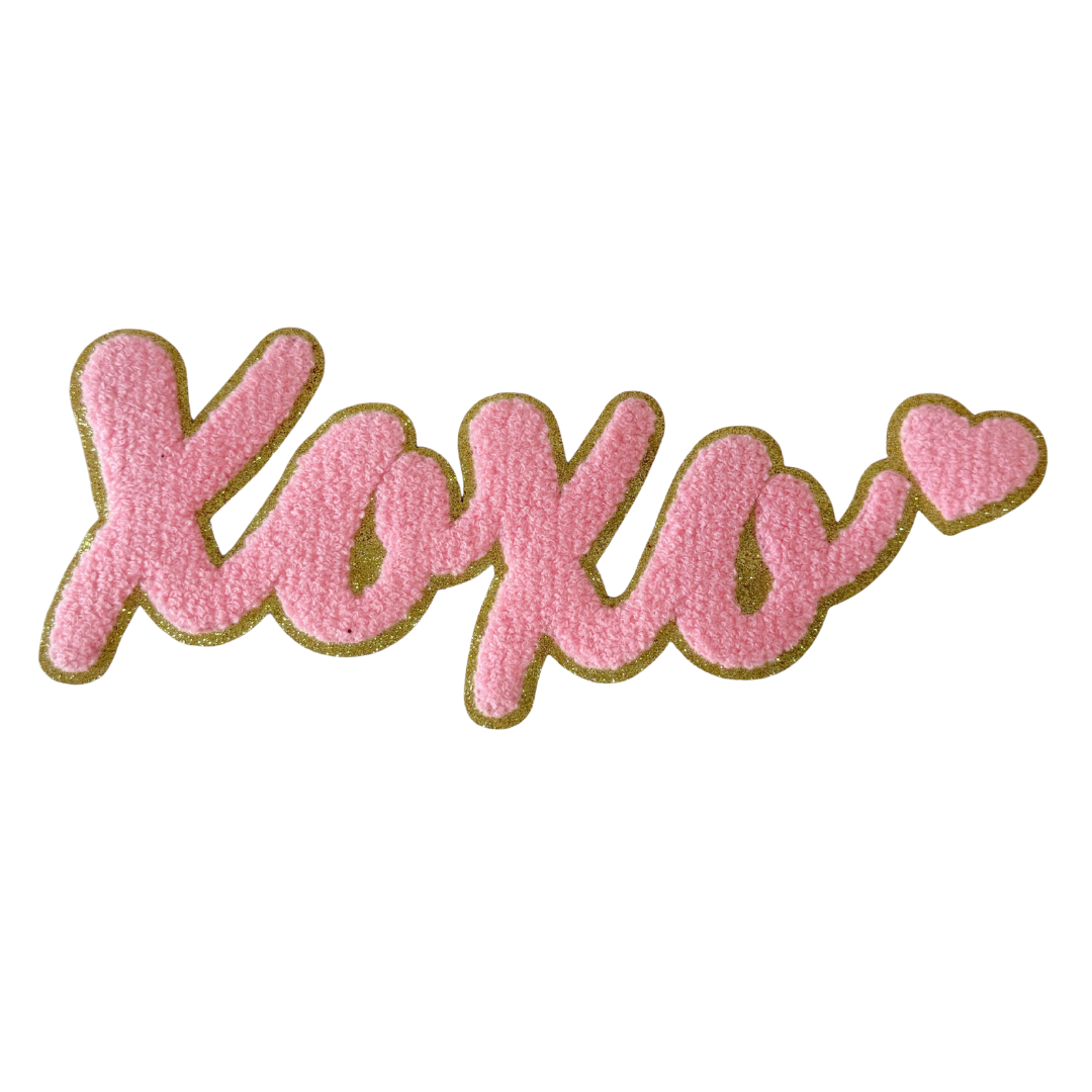 Iron-On/ Sew On Patch Big Size Glitter Edge Chenille Embroidered XOXO Patch