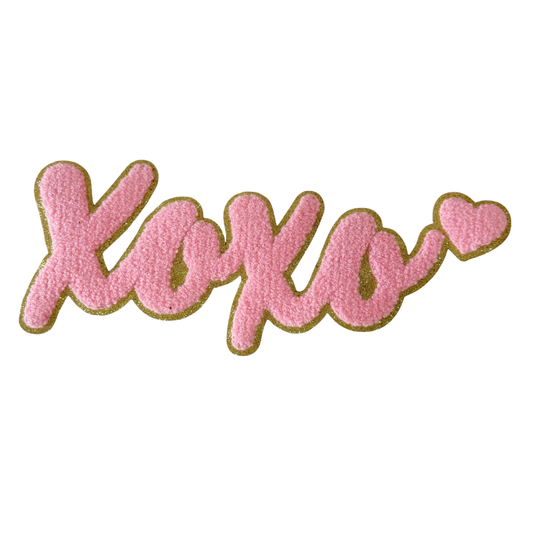 Iron-On/ Sew On Patch Big Size Glitter Edge Chenille Embroidered XOXO Patch