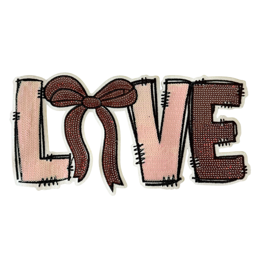Iron On/Sew On Big Size Glitter Edge Embroidered Sequin Love Patch
