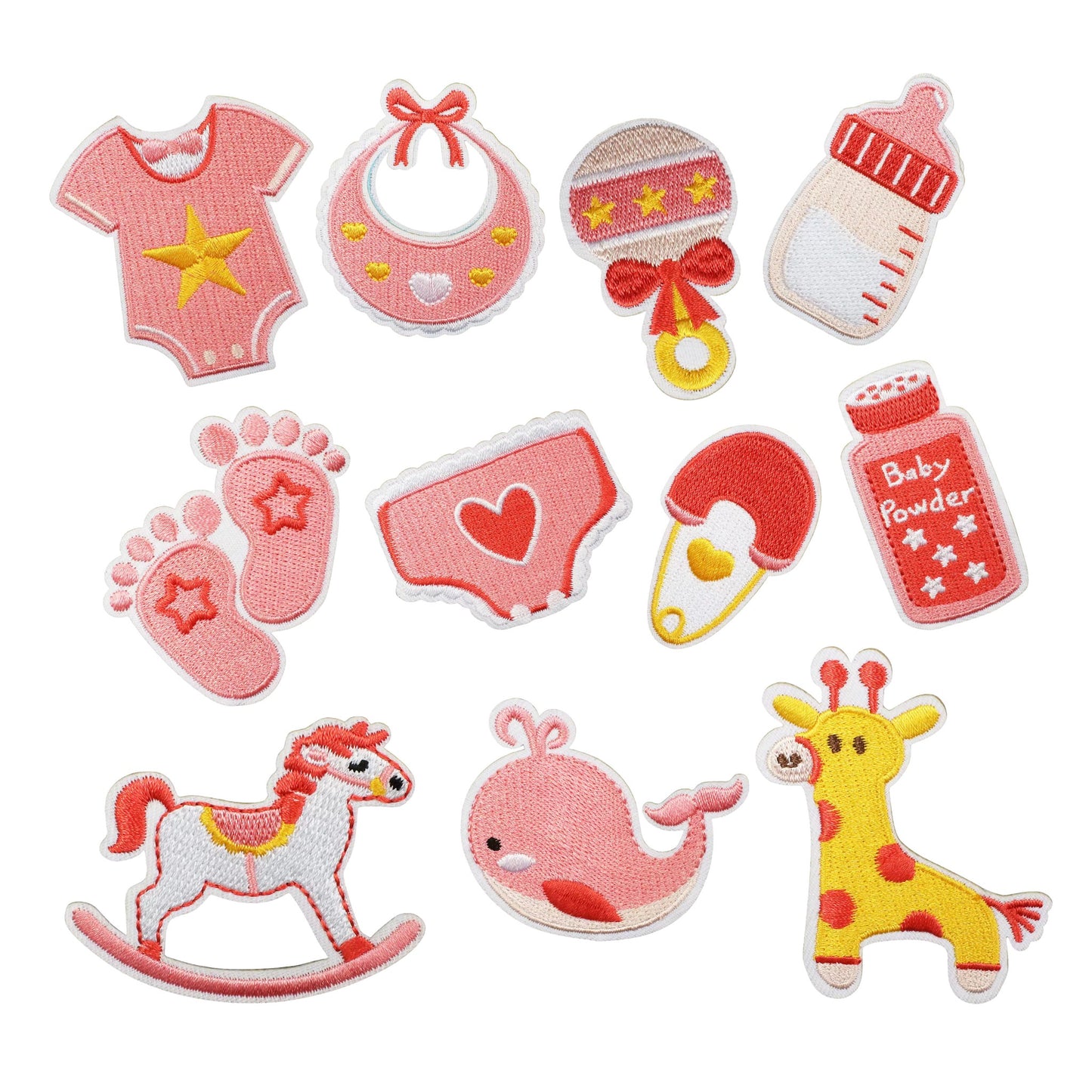 Nursery Dreams Embroidered Iron On Patch Set - Pastel Pink