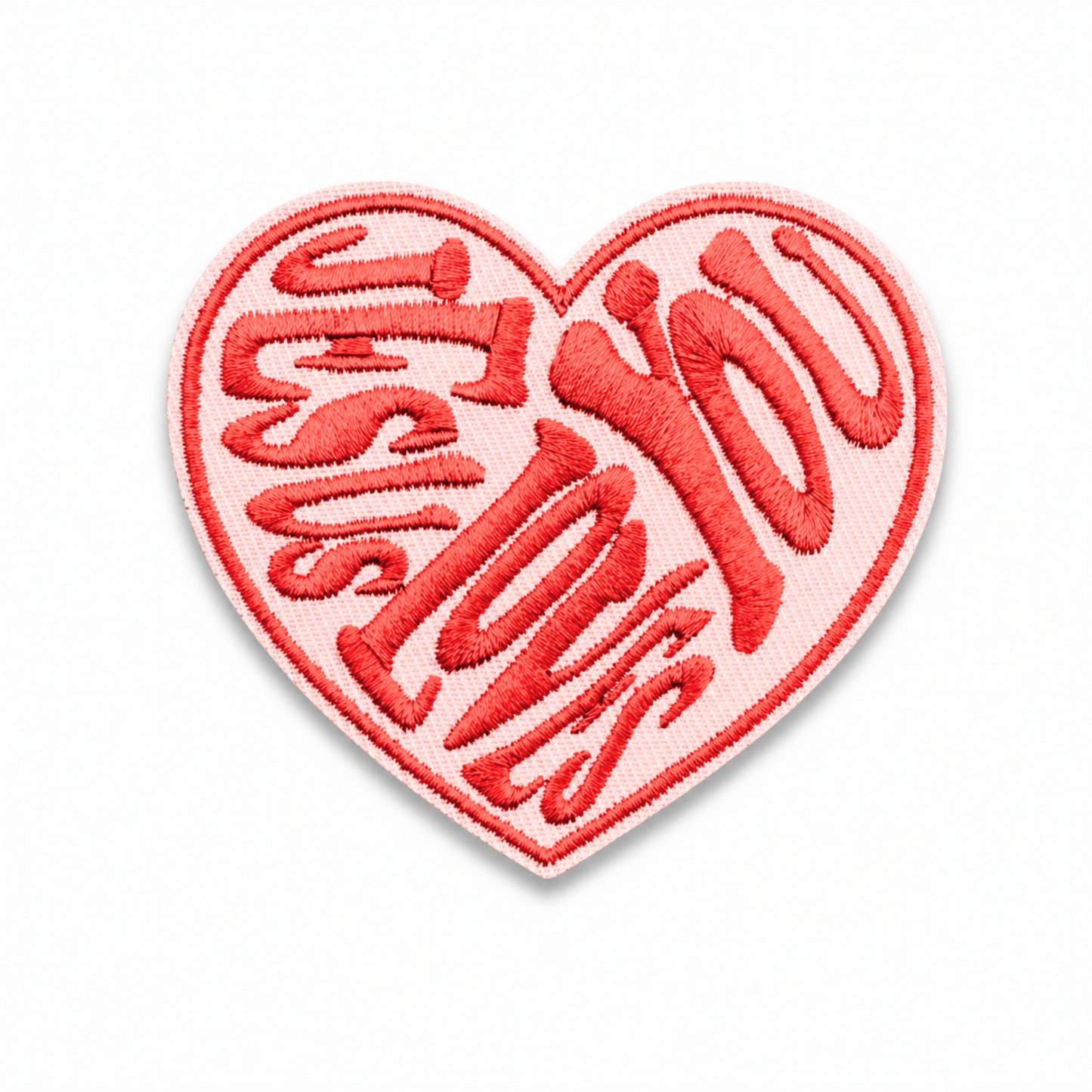 ''Jesus Loves You'' Heart Embroidered Iron On Patch