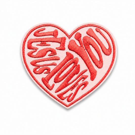 ''Jesus Loves You'' Heart Embroidered Iron On Patch