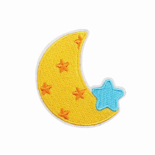 Dreamy Moon and Star Embroidered Iron On Patch