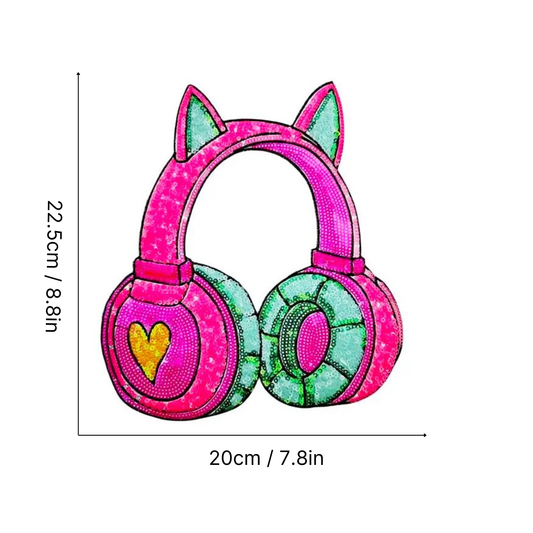 Iron-On/Sew On Patch - Kitty Headphone Sequin