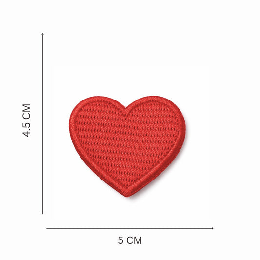 Classic Red Heart Embroidered Iron On Patch