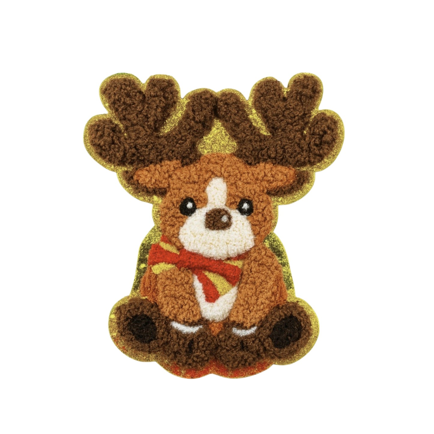 Christmas Reindeer  Chenille Iron On and Sew On Patch for Winter Customization