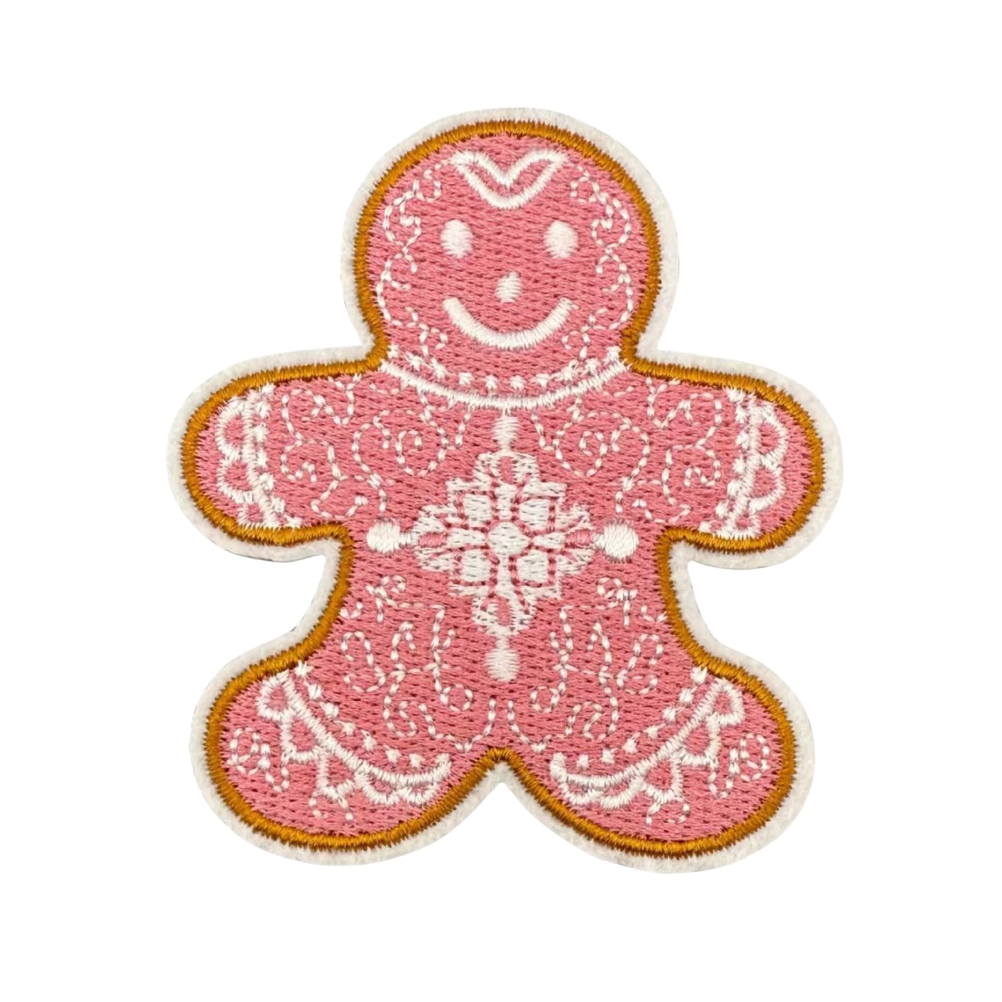 Christmas Gingerbread Iron-On/Sew-On Patch – Pink