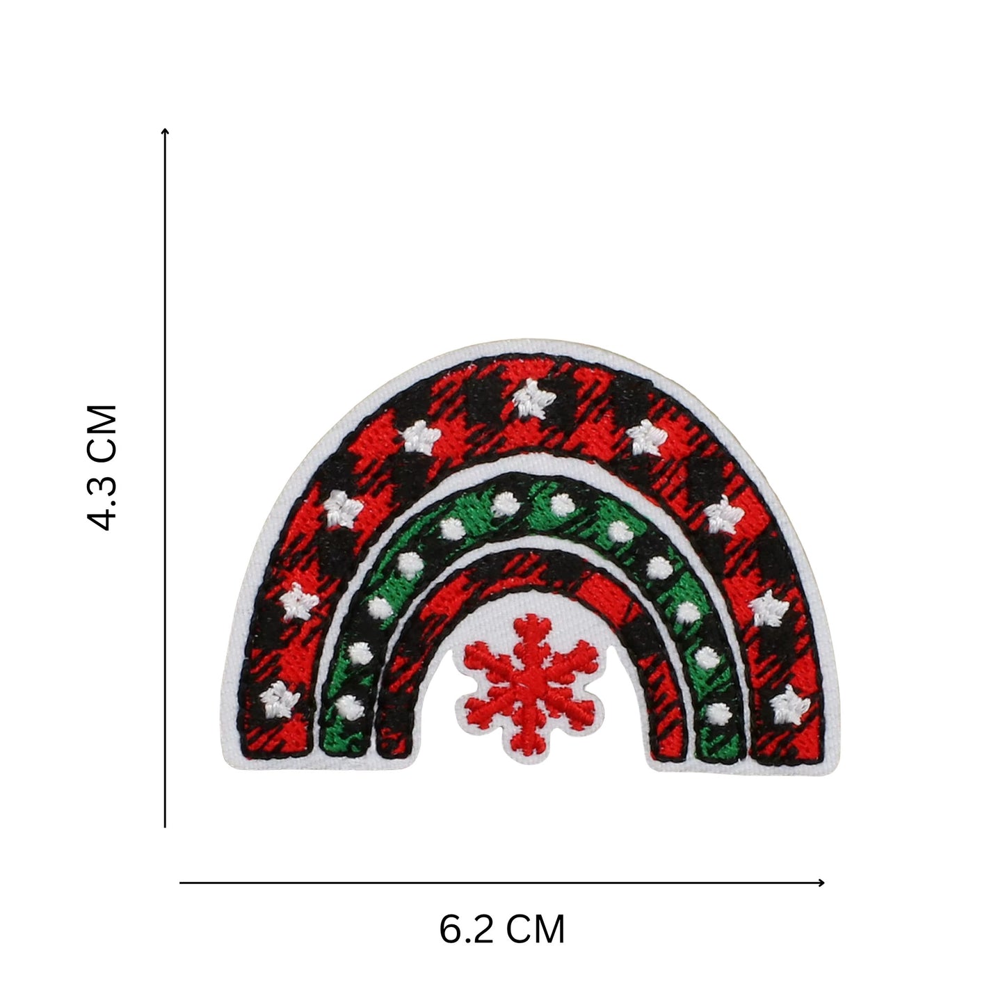 Christmas Iron-On Patches – Red & Green Plaid Embroidered Festive Designs
