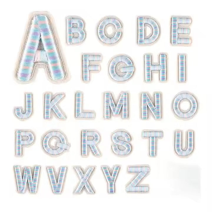 Iron-On Pastel Blue Letter Patch – 4cm 3D Embroidery