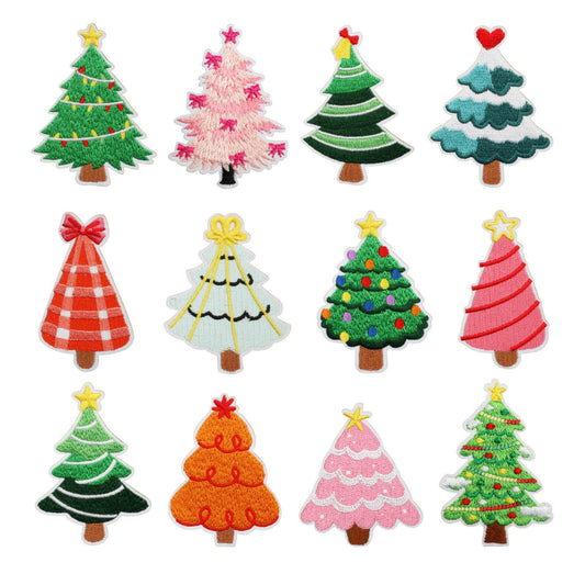 Christmas Tree Embroidery Iron-On Patch, Appliqué for Jackets, Bags & DIY Craft