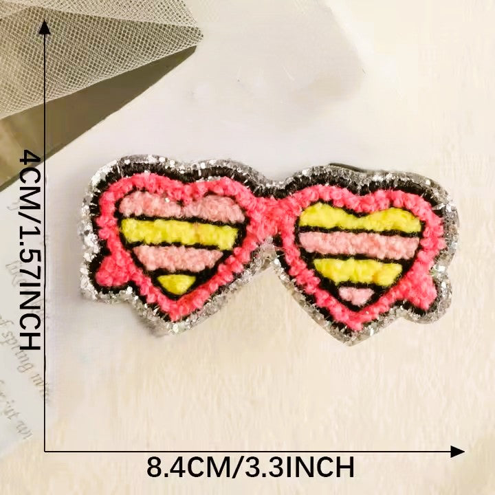 Silver Glitter Edge Chenille Patch Set – Pack of 3 Rainbow, Sunglass & Flower Designs for Clothes & Bags