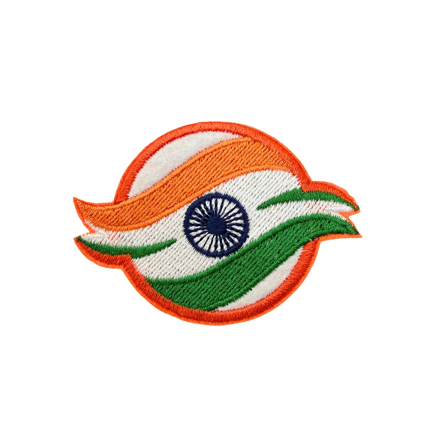 Indian Tricolor Embroidered Iron On Patch with Ashoka Chakra