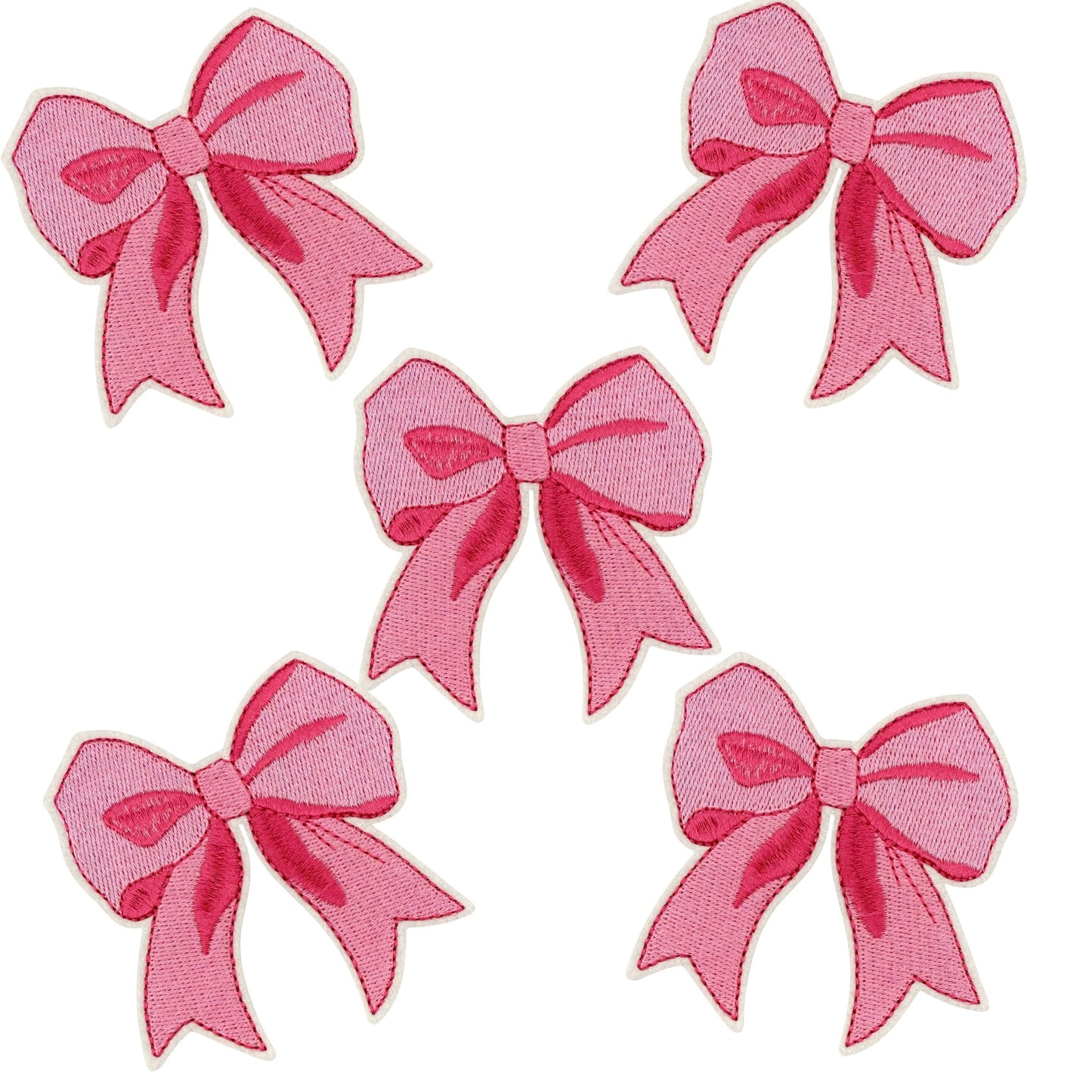 Pink Holiday Bow Patch – Embroidered Iron On Christmas Ribbon Applique
