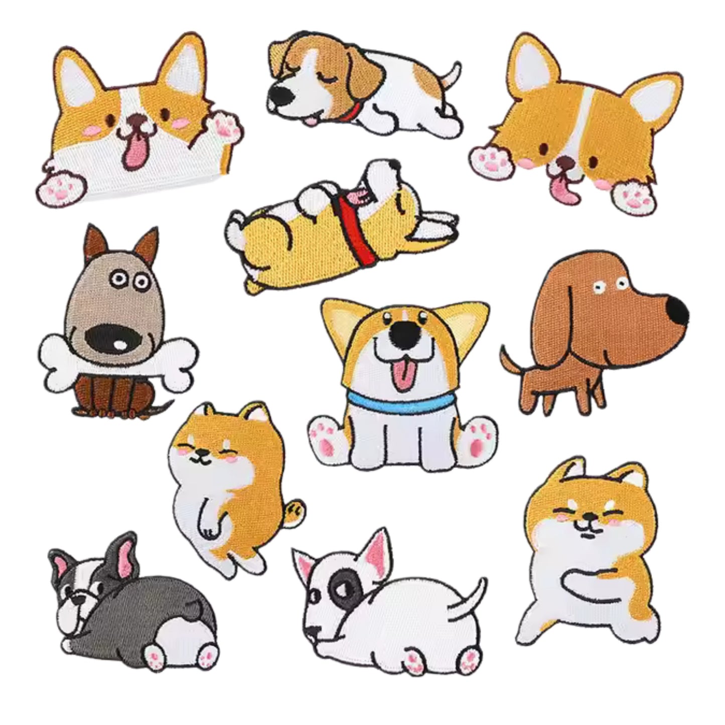 Cute Dog Iron-On Embroidered Patches –  11 Puppy Designs for Clothes, Bags & DIY Crafts