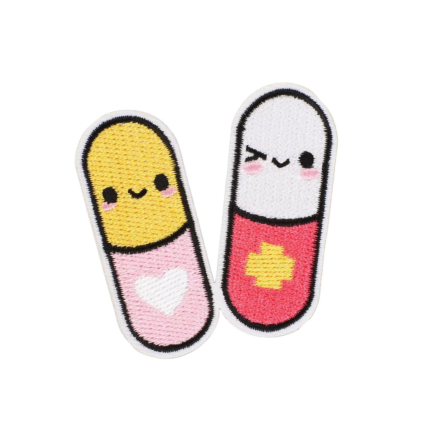 Colourful Medicine Pill Embroidered Patch Pair – Iron-On/Sew-On