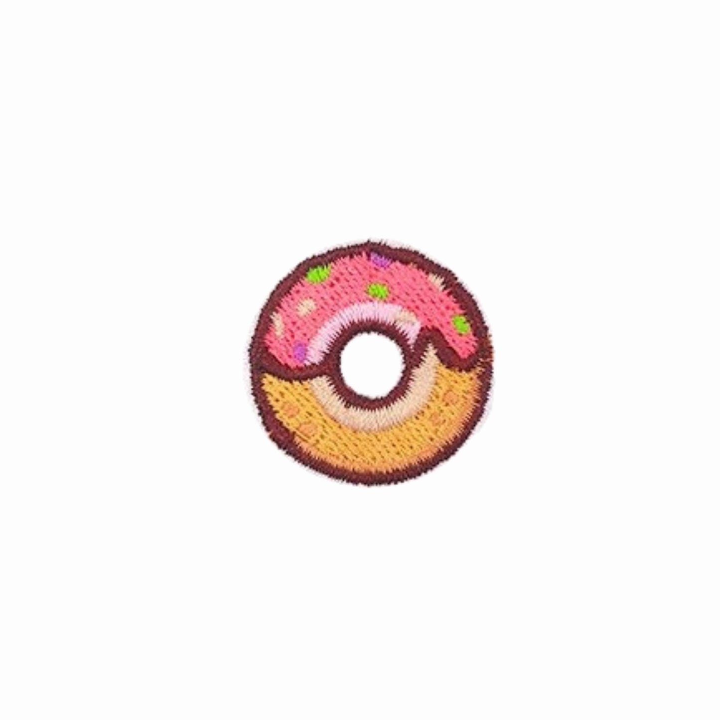 Mini Pink Frosted Donut Embroidered Iron On Patch