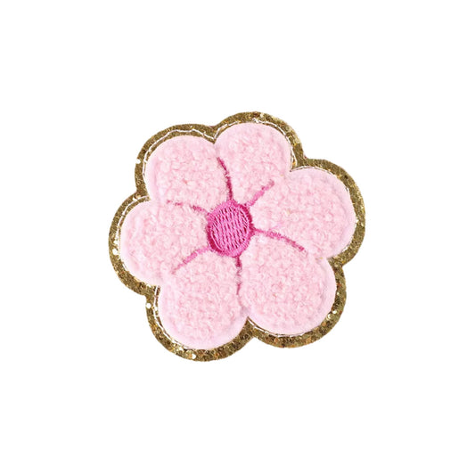 Pink Chenille Flower Embroidery Patch for Bags Jackets and Accessories