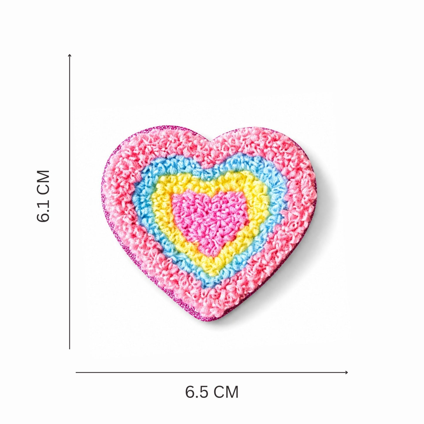 Pastel Heart Chenille Iron On Patch Set of 3