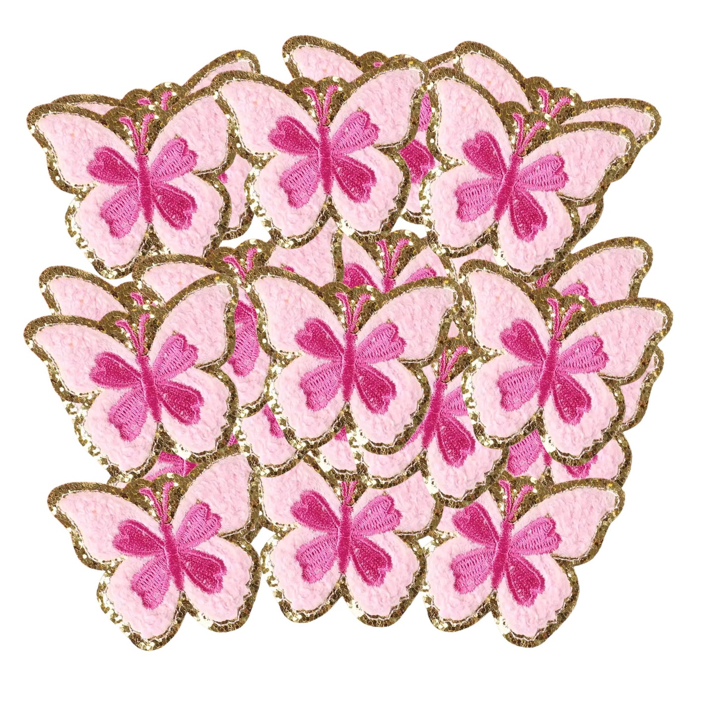 Pink Butterfly Chenille Embroidery Patch