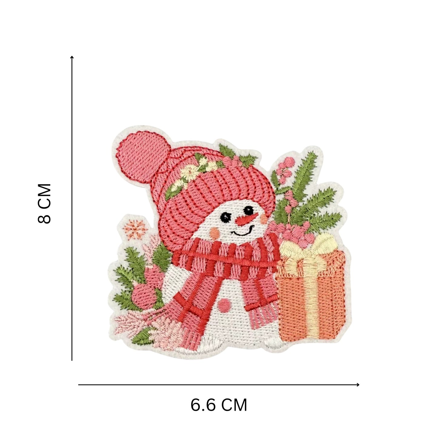Snowman with Gift Embroidered Iron-On Patch – Cute Christmas Patch for DIY Crafts & Holiday Décor