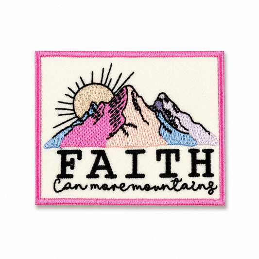 ''Faith Can Move Mountains'' Embroidered Iron On Patch