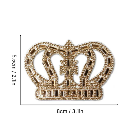 Iron on Patch - Crown Rhinestone, Crystal Crown, Royal Crown, Queen Crown, Princess Crown, DIY Birthday Crown