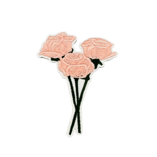 Peach Rose Bouquet Embroidery Patch for Clothes and Bags