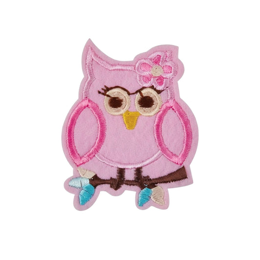 Adorable Pink Owl Patch for Personalizing Bags Clothes and Gifts