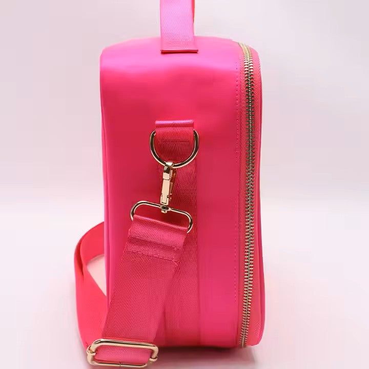 Kids’ Insulated Nylon Lunch Bag – Customizable with Patches & Fun Details ''Hot Pink''