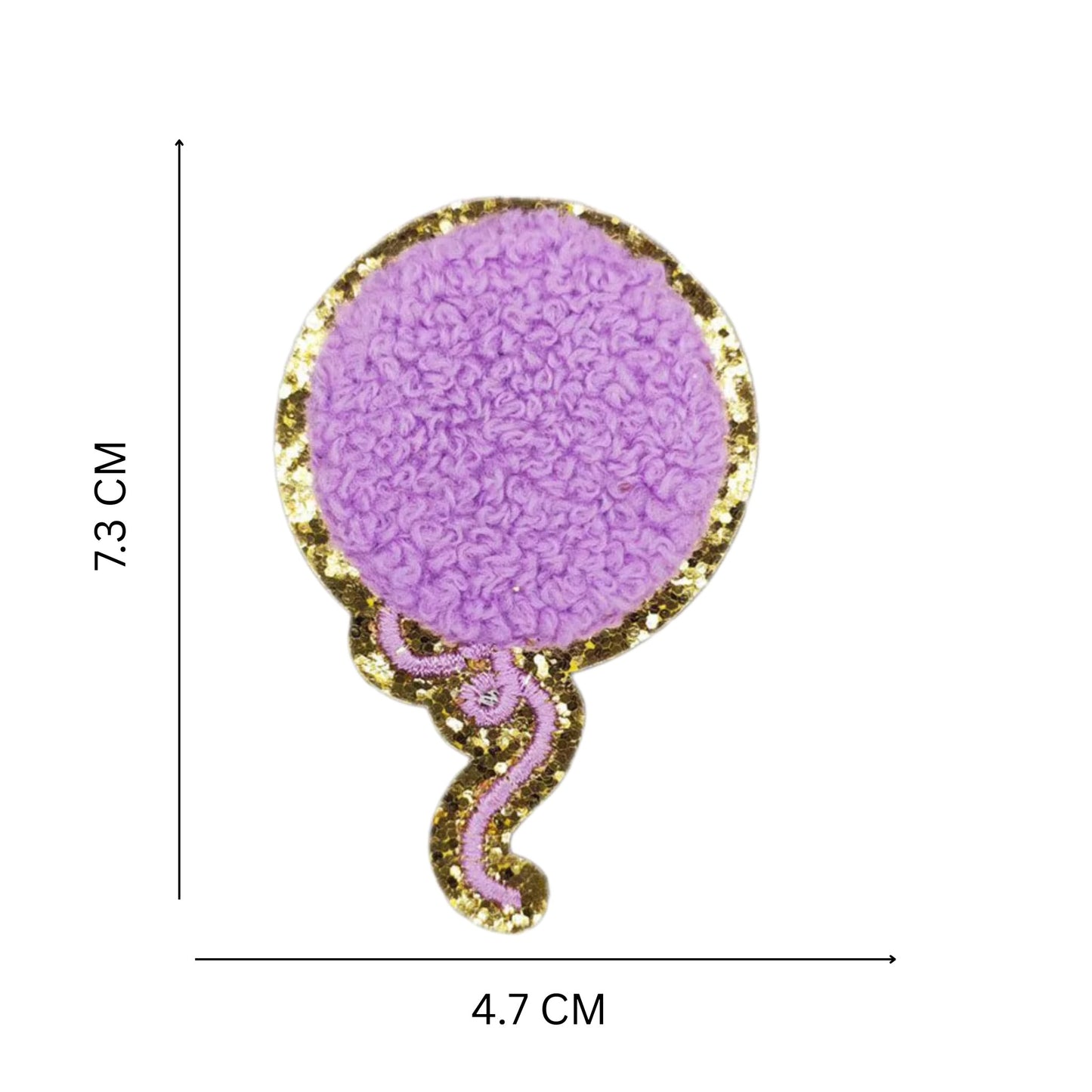 Balloon Shape Chenille Patch – Iron-On Glitter Applique for Jackets, Bags & Crafts