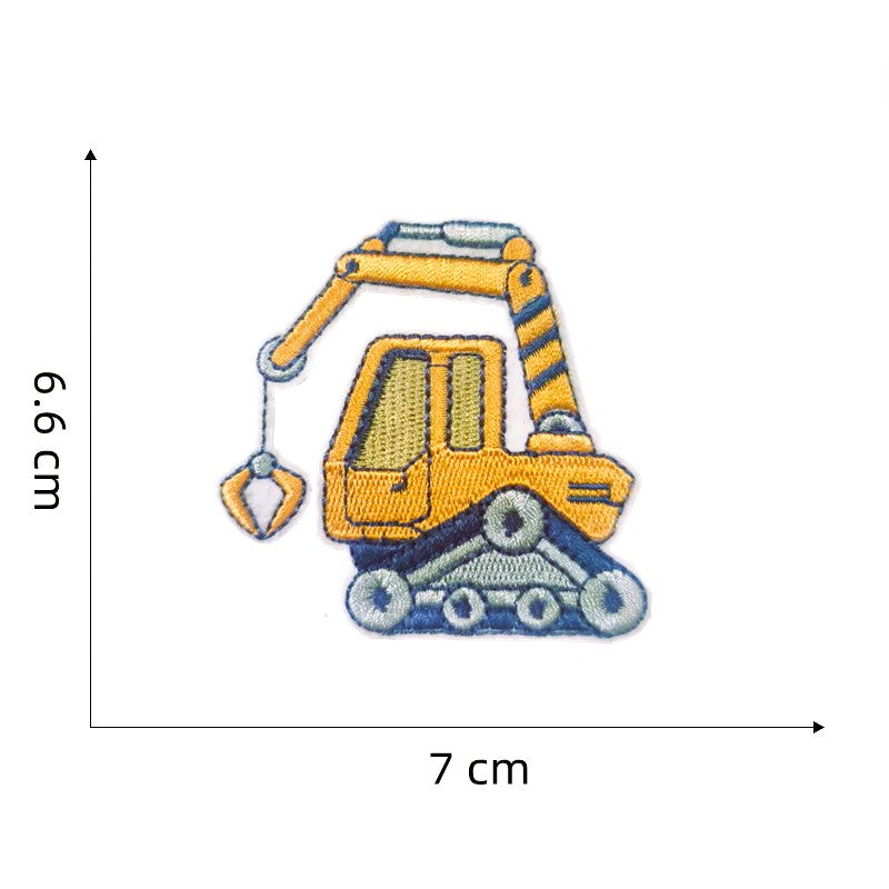 Iron On Construction Vehicle Embroidered Patch Set – Pack of 7 Excavator, Digger & Truck Designs for Kids’ Clothes, Bags & DIY Projects