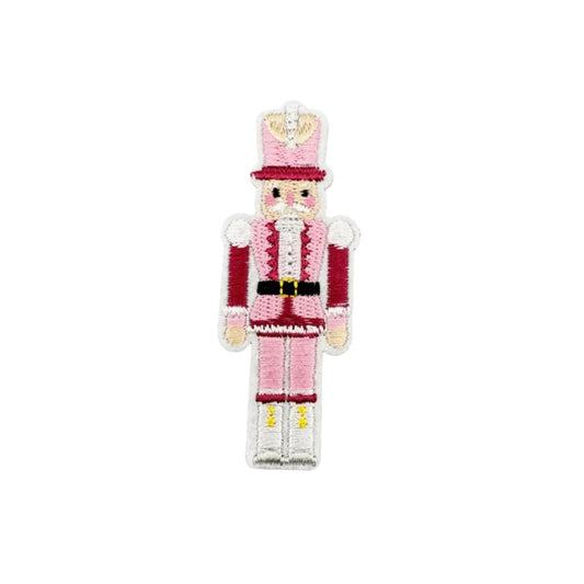 Pink Nutcracker Embroidered Iron-On Patch – Toy Soldier Christmas Design