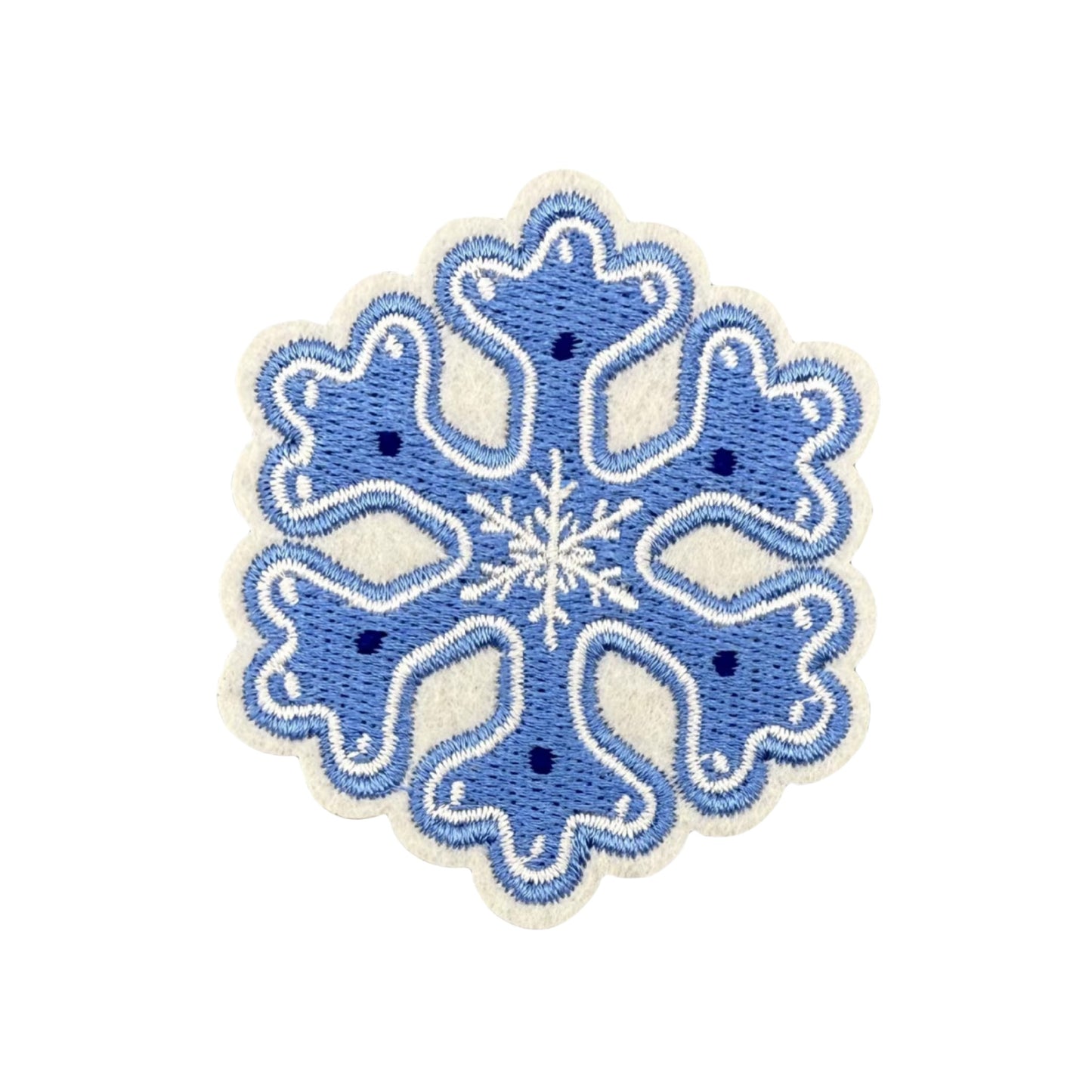 Blue Snowflake Iron-On Embroidered Patch