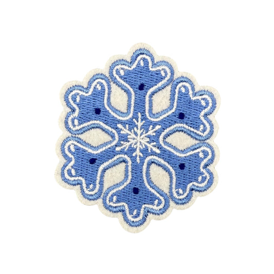 Blue Snowflake Iron-On Patch – Embroidered Christmas & Winter Patch