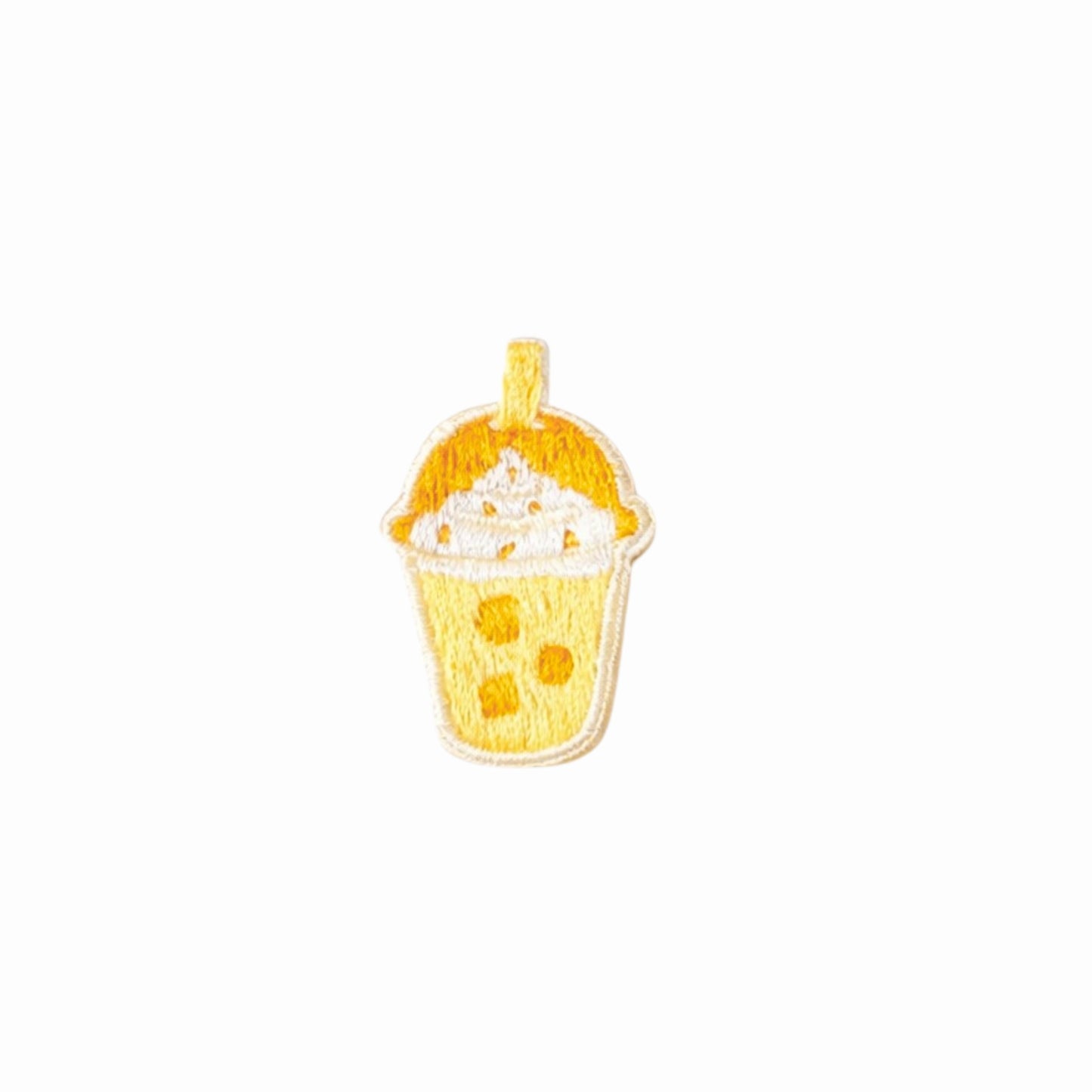 Mini Mango Bubble Tea Embroidered Iron On Patch