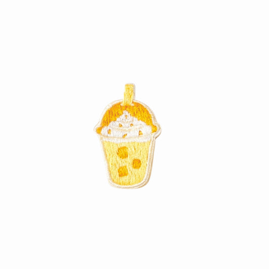 Mini Mango Bubble Tea Embroidered Iron On Patch