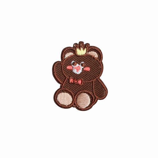 Mini Teddy With Crown Embroidered Iron On Patch