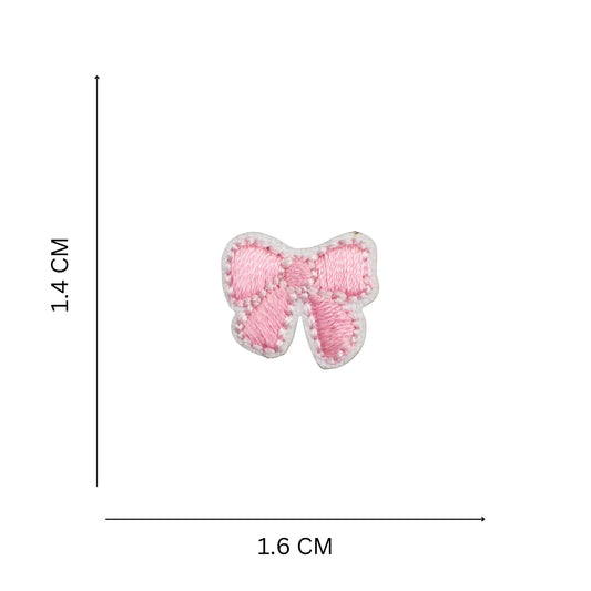 Mini Pink Bow Embroidered Iron On Patch for Clothes, Bags & Kidswear