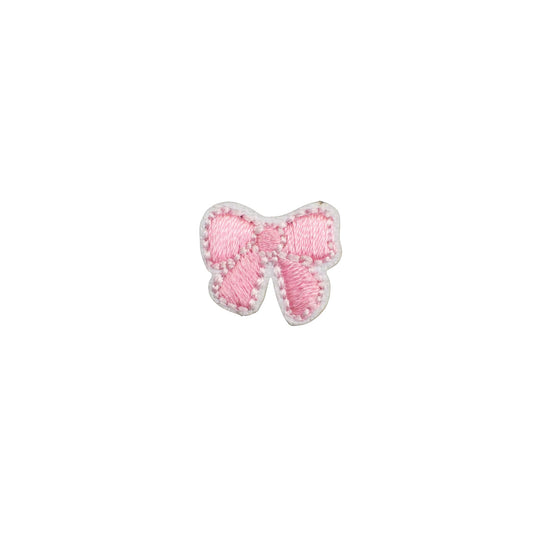 Mini Pink Bow Embroidered Iron On Patch for Clothes, Bags & Kidswear