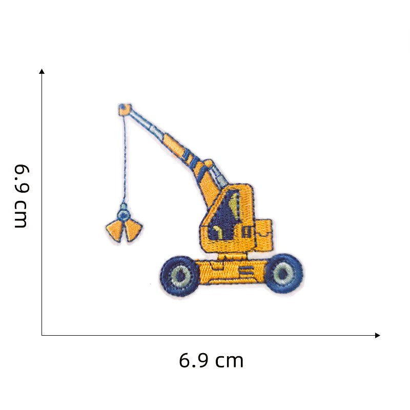 Iron On Construction Vehicle Embroidered Patch Set – Pack of 7 Excavator, Digger & Truck Designs for Kids’ Clothes, Bags & DIY Projects
