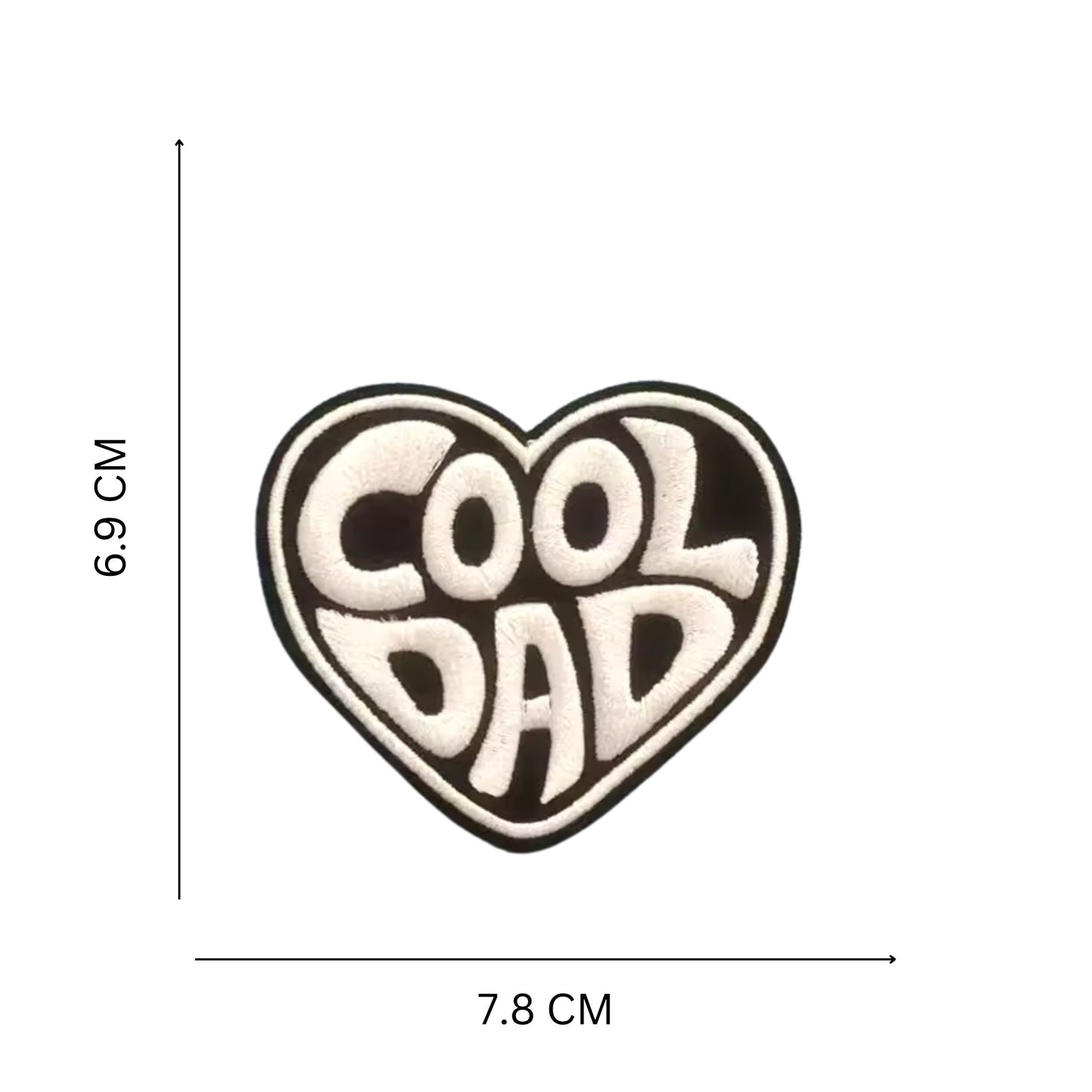 ''Super Mom'' and ''Cool Dad'' Iron On Patch Embroidered Heart Design for Apparel and Accessories