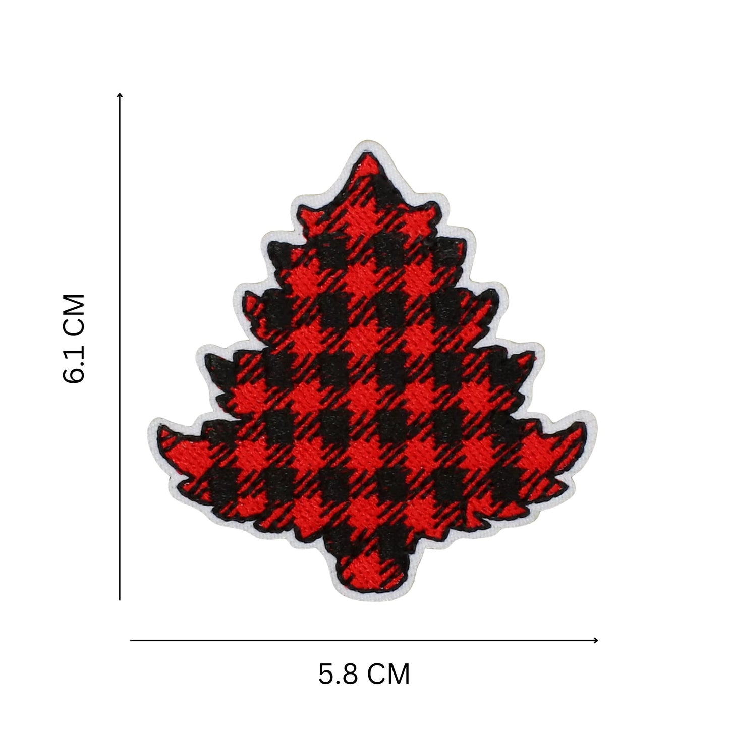 Christmas Iron-On Patches – Red & Green Plaid Embroidered Festive Designs