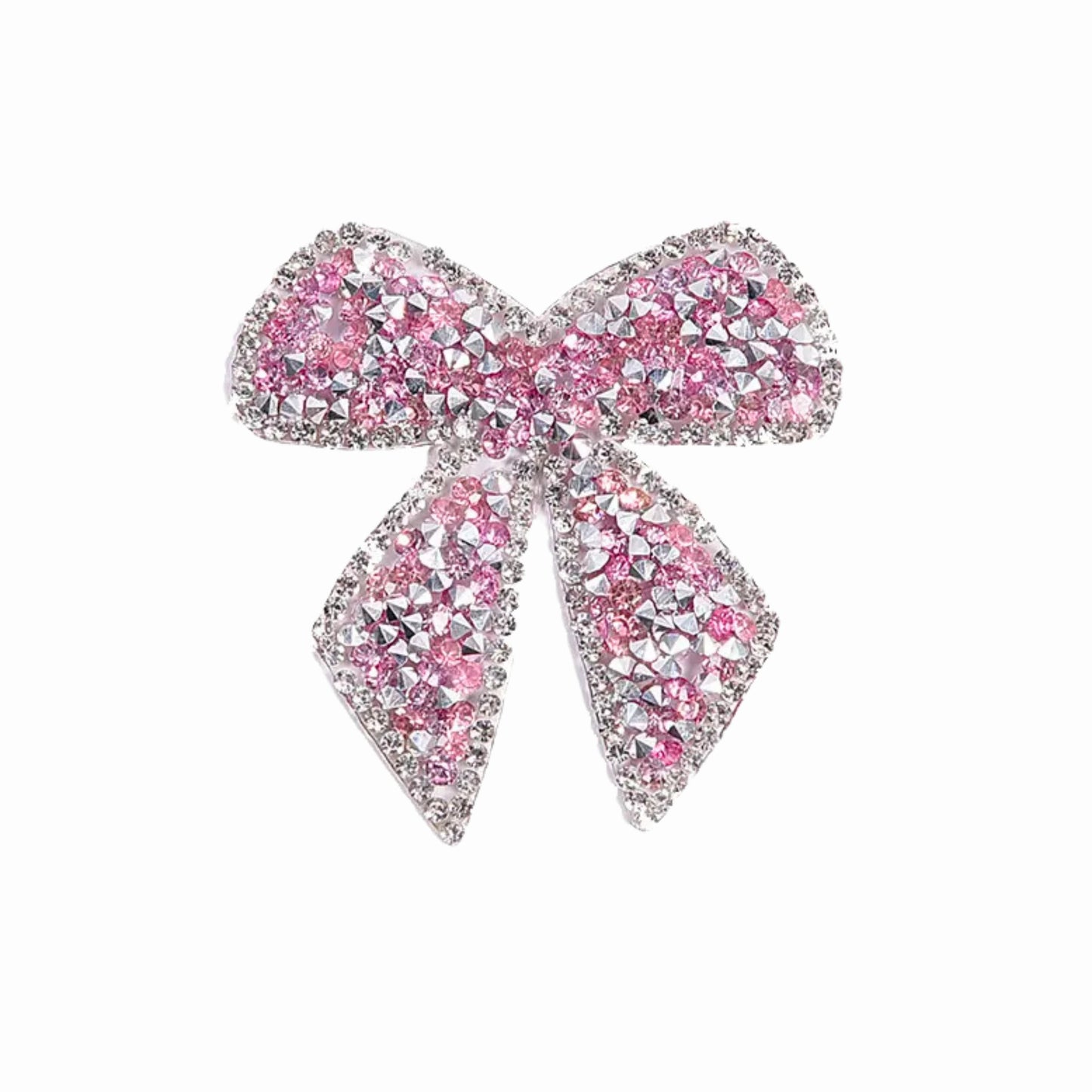 Pink Crystal Bow Rhinestone Embellished Iron On Patch