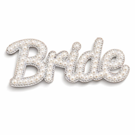 Rhinestone Pearl Bride, Babe & Mrs Iron On & Stick On Patch