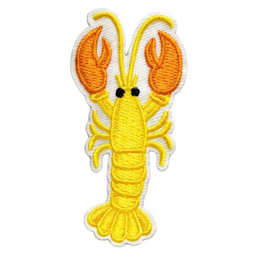 Yellow Lobster Embroidered Iron On Patch