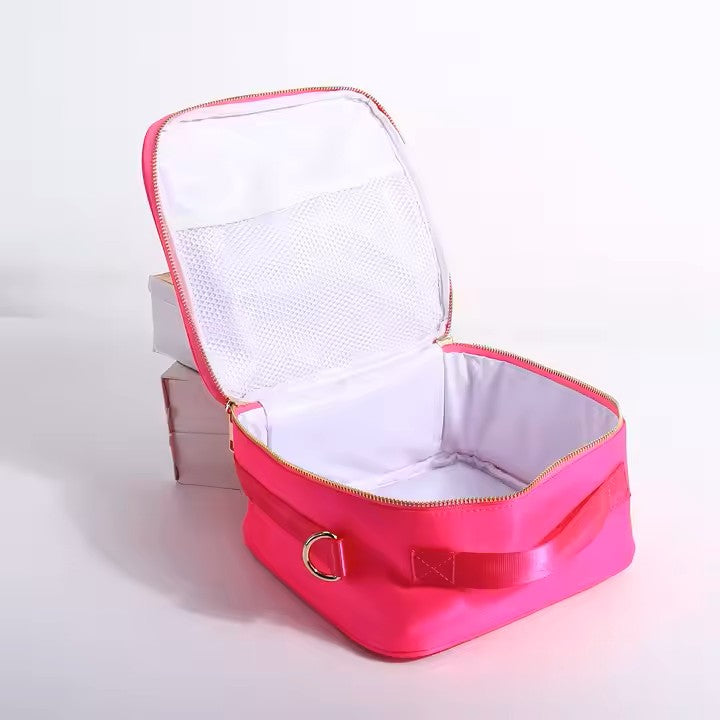 Kids’ Insulated Nylon Lunch Bag – Customizable with Patches & Fun Details ''Hot Pink''