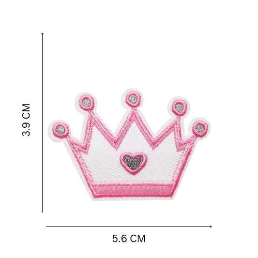 Pink Crown Embroidered Iron On Patch for Kids Clothing & Accessories