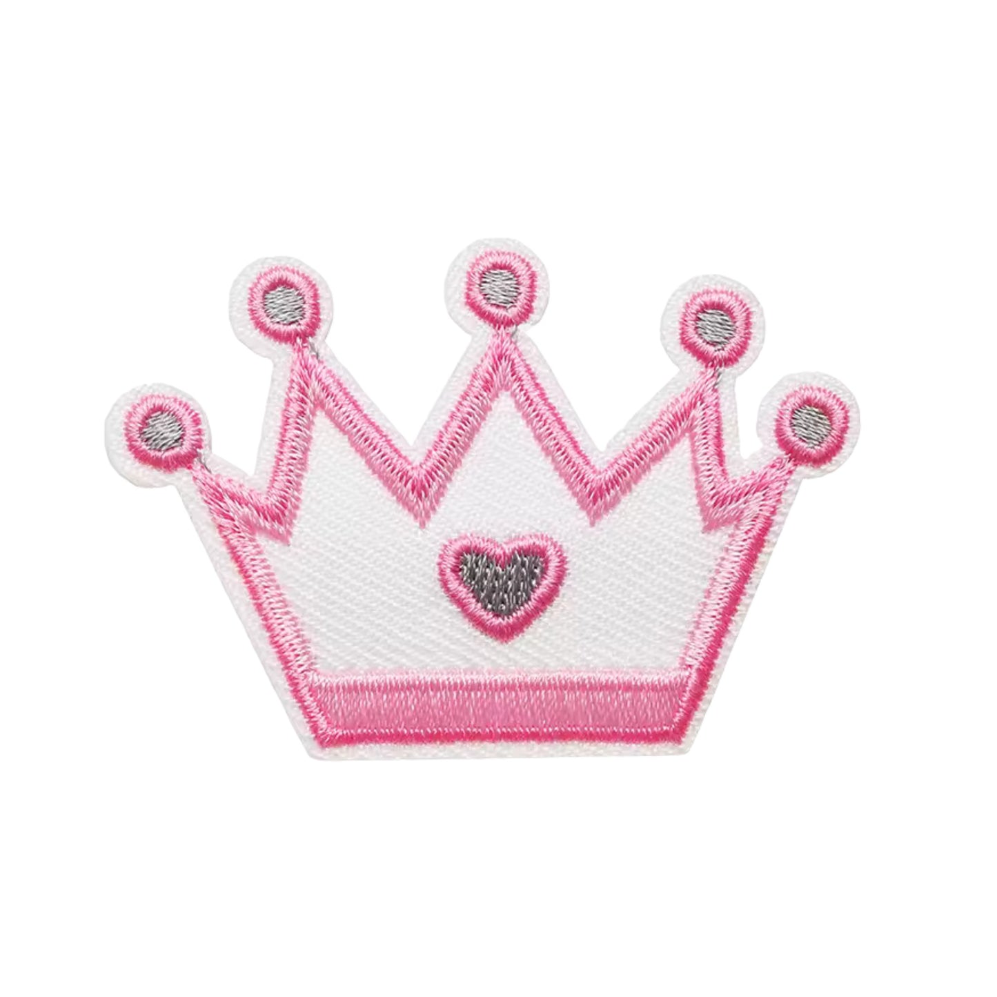 Pink Crown Embroidered Iron On Patch for Kids Clothing & Accessories